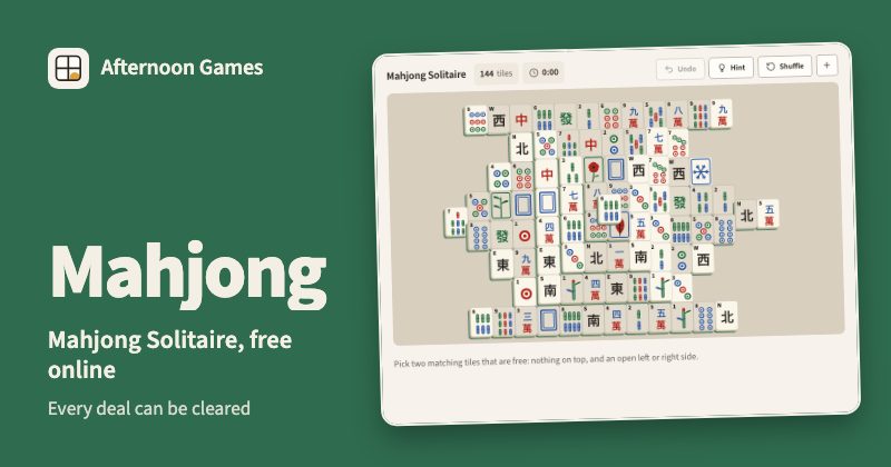 Mahjong Solitaire from Afternoon Games